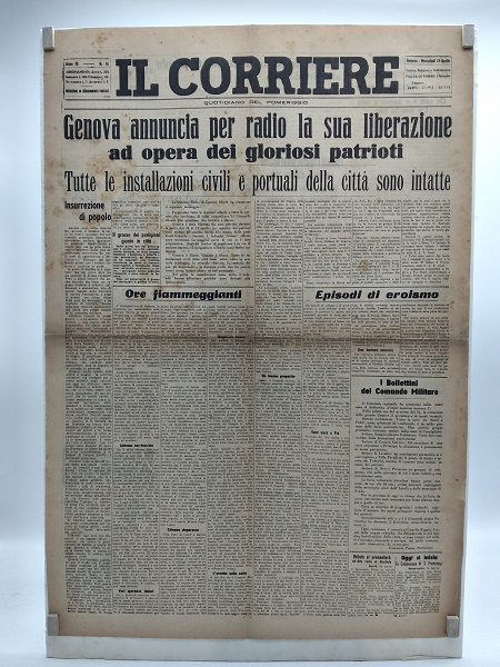Il Corriere. Quotidiano del pomeriggio. Anno III. N. 16. Genova. Mercoledì 25 aprile